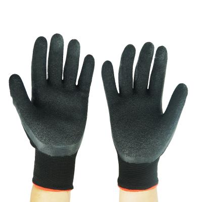 China Breathable Durable Polyester Twine Knit Ply Latex Coated Work Gloves Anti Slip Adult Gloves for sale