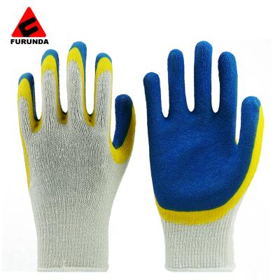 China 10 Gauge Abrasion Resistant Polycotton Coating , Double Coated Latex Coated Work Gloves for sale