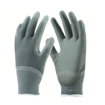 China Anti-cut / Dustproof / Antistatic PU Finger Coated Work Gloves En388 Nylon Knitted Antistatic Work Gloves Safety Working Glove Gray Pu Palm Coating Polyester for sale