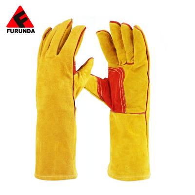 China Promotional Wholesale Long Niu Bilayer Leather Welding Work Gloves From Leather Gloves China Exporter Manufacturer for sale