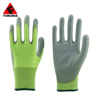 China Level 5 Anti-cut En388 4131X 13 Gauge Polyester Coating With PU Coated Safety Work Gloves CE Certificated for sale