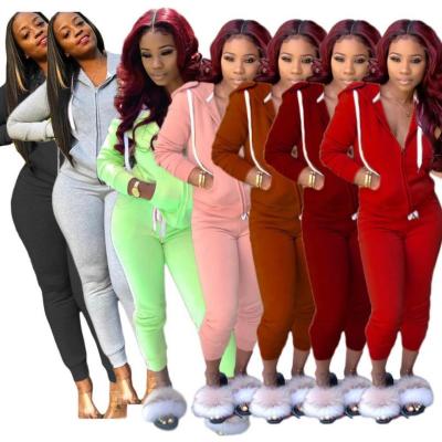 China European and American women's color two-piece set hot style fall 2021 anti-static pure sports suit for sale