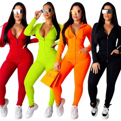 China Plus Size Best Selling Wholesale 2021 Autumn And Winter Stylish Women's V Link Hat Sports Fitness Two Piece Casual Long Sleeve Yoga Suit for sale