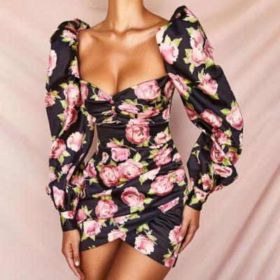 China New Design Women Dresses Solid Color Collar Breathable Bubble Sleeve High Dresses Irregular Hips Dresses for sale