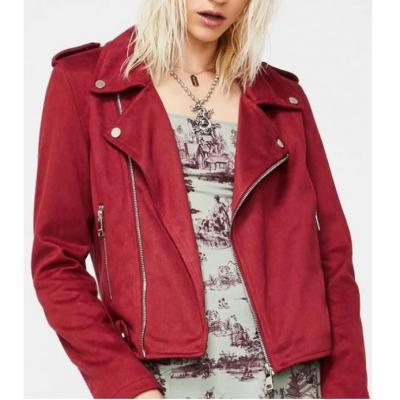 China New Viable Fashion Faux Suede Jacket Women Burgundy Short Coat Bomber Jacket Blouses Tops Jackets For Women for sale