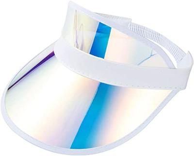 China Summer factory direct spring brim PVC sun visors iridescent mirrored plastic high quality laser beach sun visors sport hats for women for sale