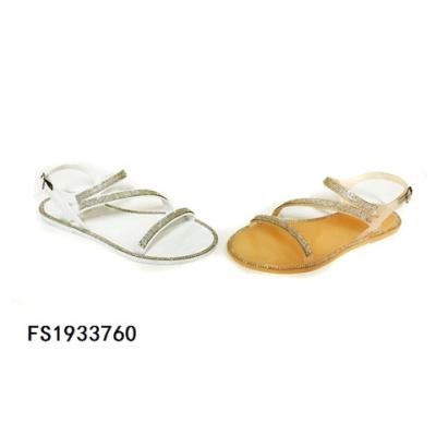 China Fashion Trend Ladies Shape Strap Jelly Sandals With Rhinestones Ladies Jelly Sandals PVC Flat Shoes for sale