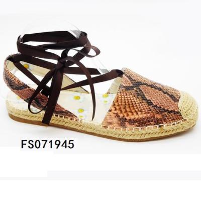 China New Fashion Trend Design Jute Sneaker Shoe For Women, Sneaker Canvas Shoes, Snakeskin Upper for sale