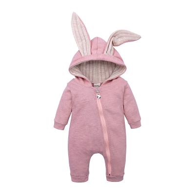 China Autumn/Winter Anti-Shrink Newborn Baby Clothes, New Design Rabbit Animal Baby Bamboo Zipper Overalls, Crawling Clothes for sale