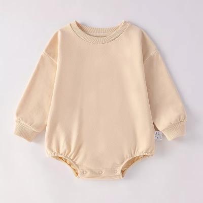 China Autumn French Terry Long Sleeve Anti-Shrink Long Sleeve Drop-Sleeve Romper Factory Price Organic Cotton Baby Sweatshirt Rompers for sale