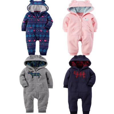 China Custom High Quality Anti-Shrink Winter Toddler Anti-Shrink Heat Padded Baby Romper Baby Overalls Hoodie Snowcoat Pajamas for sale