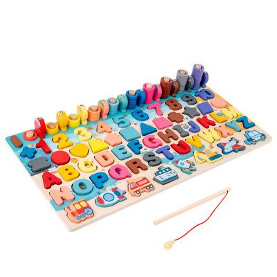 China New Trending 7 Game In 1 Count Peach Numbers Matching Digital Shape Board Puzzle Toy for sale