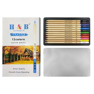 China Wholesale 12 Color Artist Writing Drawing Wood Oil Drawing Colored Pencils Bulk Set For Kids for sale