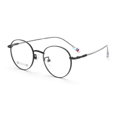 China On sale 2021 hot reading glass simple round aluminum titanium eyeglasses frames for men for sale