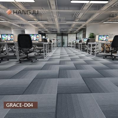 China Modern Strip Line Stock Commercial Office Carpet Tiles With PVC Backing New Design Shanghai Hangju Graced Series for sale