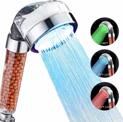 China Without Switch HB -138 LED PC Control Temperature Color Changing Shower Head for sale