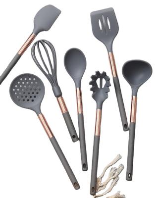 China Sustainable Kitchen Tools Accessories Food Grade Silicone Cooking Utensils Heat Resistant Cookware Set 8Pcs for sale