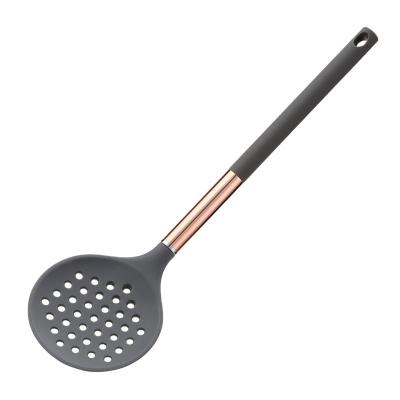 China Direct selling silicone cookware kitchen utensils spatula spatula spatula spoon handle viable copper electroplating wooden set for sale