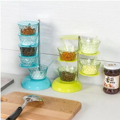 China Viable kichen the accessories seasoning pot combination set kitchen storage box rack rotating kitchen accessories for sale