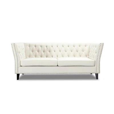 China Chesterfield Tufted American White Living Room Modern Design Fabric Velvet Sofa 3seater Modular Sofa Set Customized for sale