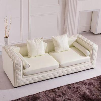 China (Other)Adjustable White Leather Sofa Set American Style 3 Seater Couch Chesterfield Sofa Living Room Furniture Comfortable Living Room Furniture Sofa Set for sale