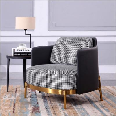 China Modern Modular Relax Gold Leisure Stainless Steel Italy Style Luxury Living Room Furniture Brass Accent Band Armchair for sale