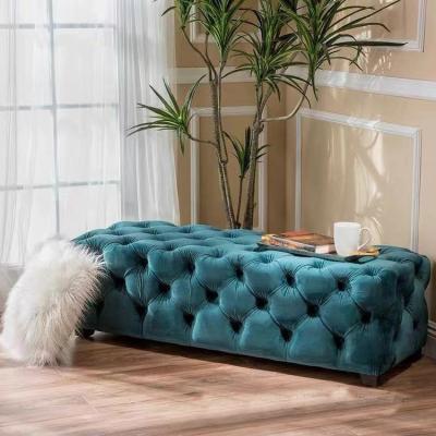 China (Others) 2021 Adjustable New Large Luxury Velvet Fabric Tufted Chesterfield Ottoman Foot Stool Footstool, Bedroom Ottoman Bench For Shoes for sale