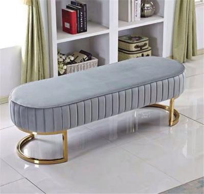 China Modern Luxury Italian Antique Brass Metal Base Footstool Adjustable Modern Luxury Italian Antique Brass Metal Base Stool Cushion Sofa Design Long Sofa Bench(Other) for sale