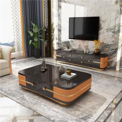 China Square Modern Design Leather Furniture Living Room Home Style Mail Marble Coffee Table Square Coffee Table With Italian Marble Top for sale