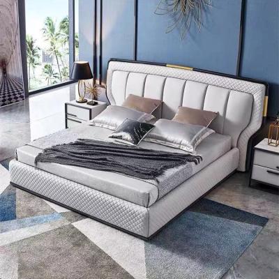 China Nordic Modern Multifunctional Adjustable Double Bedroom High Quality Furniture Luxury Leather Bed (The Other) Style for sale