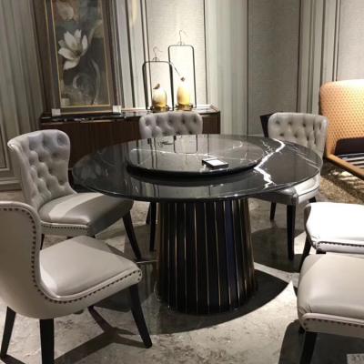 China Latest Designs Modern Luxury Round Dining Table Marble Top Wooden Leg Dining Table Set for sale