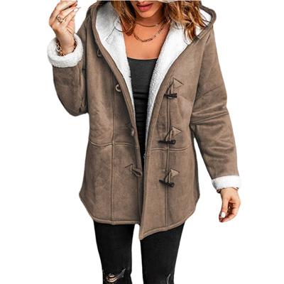 China Hooded Coat Viable Loose Casual Jacket Button Warm Claw Top for sale