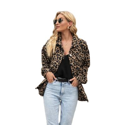 China Sustainable Vintage Leopard Jacket Female Casual Shirt Coat Autumn And Winter Tops For Women Clothes Outwear for sale