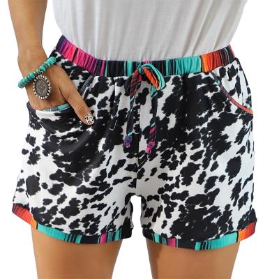 China QUICK DRY Summer Leopard Women Drawstring Elastic Waisted Shorts Casual Bottoms Hot Pants for sale