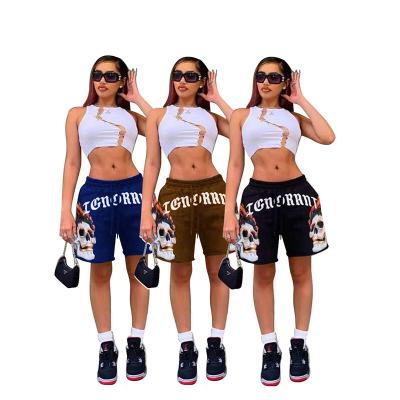 China New Anti-Wrinkle Ladies Clothing Calcao Printed Deporte Cord Pants Elastic Beach Cortos Casual Shorts Women for sale