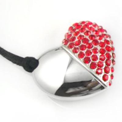 China Promotional Stick Diamond Heart Shaped Jewelry Crystal Love Form USB Flash Drive for sale