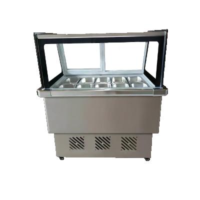 China CUSTOMIZED Stainless Steel CUSTOMIZED 1M Commercial Vegetable 10 PANS Fruit Salad Display Showcase Refrigerator Hummus and Meat Showcase Display for sale