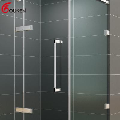 China Customized Modern Bathroom Square Glass Stainless Steel Tube Shower Door Handle for sale