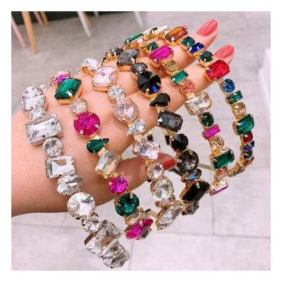 China Popular ladies headbands flower crystal rhinestone jeweled headband luxury bling diamond headband for girls for sale