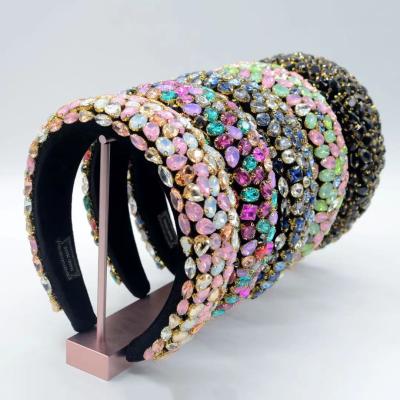 China Newest Popular Headband Full Headband Rhinestone Luxury Crystal Bulk Headband Bling Bandana For Women for sale