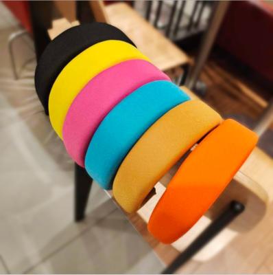 China Luxury Single Head Wrap Solid Color Sponge Cloth Headband Hair Accessories Women for sale