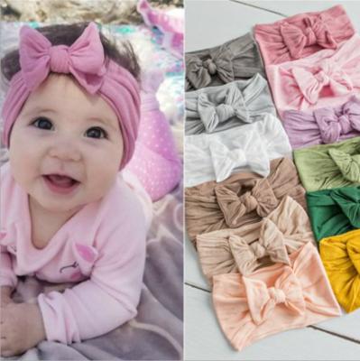 China Soft Baby Hair Accessories, High Quality Elastic Cotton Bow Baby Hairband For Girls Kids for sale