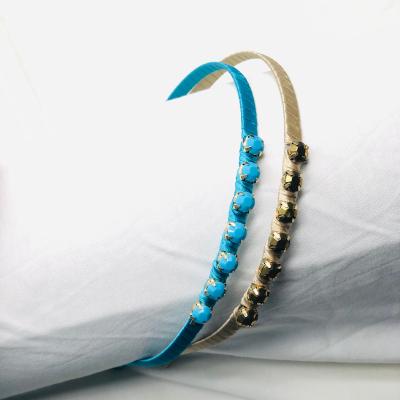 China Fashional Pretty Lady New Style Classic Acrylic Headband Decorated Crystal Stone Thin Headband For Women for sale