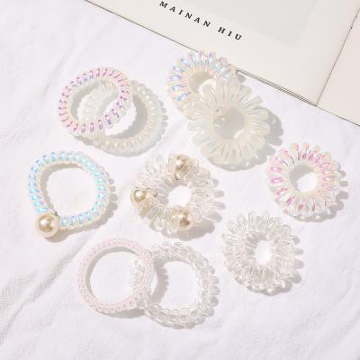 China Korean Custom Soft Cute Plastics Scrunchie Ring Design Hair Tie Label Accessories Hair Tie Elastic Hair Tie With Packaging for sale