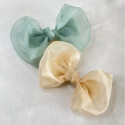 China Simple INS Fashion Women Girls Wholesale Hair Accessories Haircut Gift Girls Custom Design Cute Bow Gauze Silk Hair Pin for sale