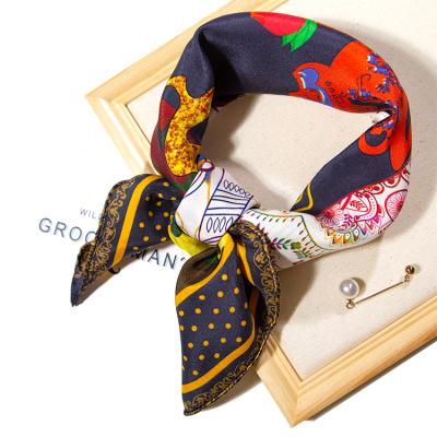 China Luxury China Digital Square Scarf Wholesale Korean Silk Satin Print Other Square Scarf Scarves For Women for sale