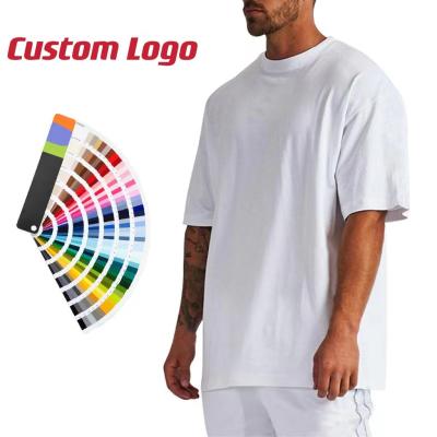 China Anti-wrinkle Custom Logo Hot Sell Blank white Men's T-shirts 100% Cotton Vintage Drop Shoulder Oversize T-shirts for sale