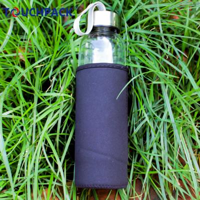 China Sustainable Borosilicate Glass Sport Water Bottle With Fabric Sleeve for sale