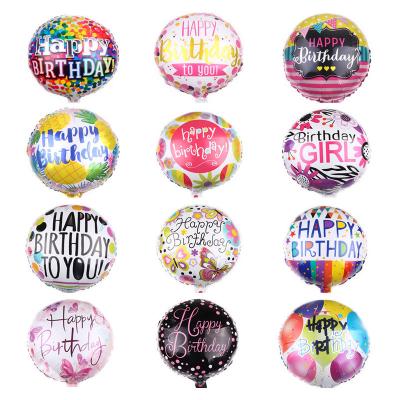 China Hot Luxury 18 Inch Happy Birthday Printing Helium Globes Foil Balloons For Birthday Party Decoration Supply for sale