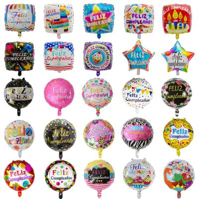 China New Design Luxury 18 Inch Spanish Round Aluminum Balloons Happy Birthday Party Decoration for sale